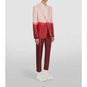 Alexander McQueen Pink Dip Dye 2-Button Silk Wool Blend Blazer Jacket 50